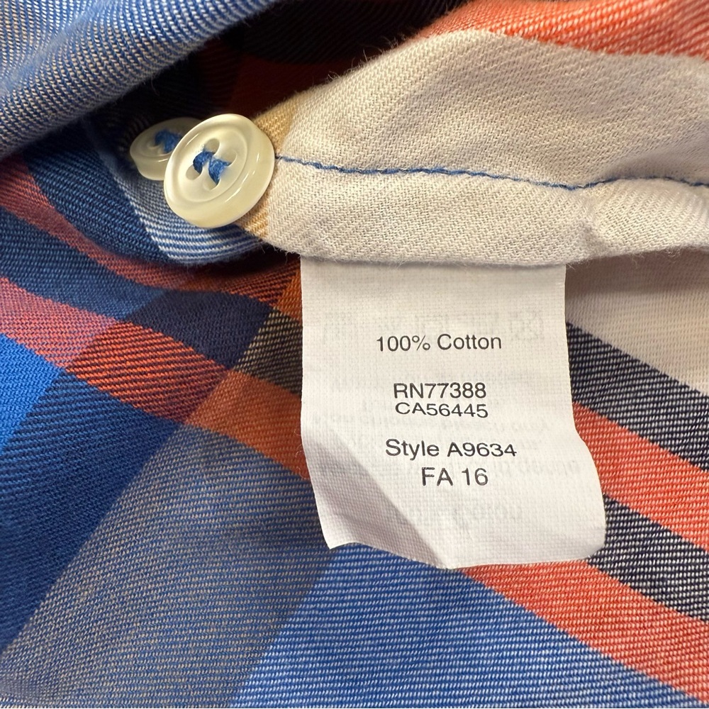 J Crew Perfect Shirt Womens Petite XXS Blue Orange Plaid 100% Cotton Button Up - Picture 4 of 5